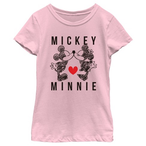 Girl's Mickey & Friends Couple Sketch Kiss T-Shirt - image 1 of 4