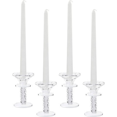 Okuna Outpost Crystal Candle Holders (4.2 x 2.4 in, 4-Pack)