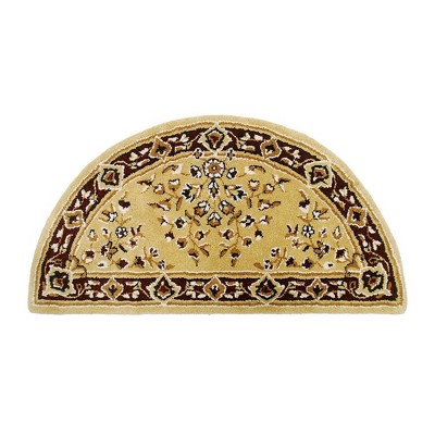 ACHLA Designs 22"x44" Oriental Half Round Handmade Woven Hearth Rug Beige: Floral Pattern, Wool, Indoor Use