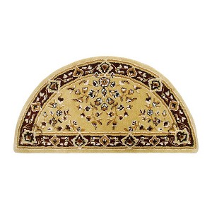 ACHLA Designs 22"x44" Oriental Half Round Handmade Woven Hearth Rug Beige: Floral Pattern, Wool, Indoor Use - 1 of 4