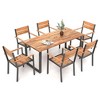 Costway 7 PCS Acacia Wood Patio Dining Set 6 Armchairs and 69" Table with 2" Umbrella Hole - 2 of 4