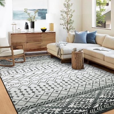 Washable Area Rug  Non-Slip Soft Rugs for Living Room Vintage Non-Shedding Accent Carpet Low Pile Foldable Carpet Oriental