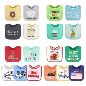 The Peanutshell Unisex BabyTerry Bibs, 18 Pack for Feeding, Teething, or Drooling|Neutral Foods/Holiday - 1 of 4