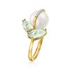 Ross-Simons 9.5-10mm Cultured Pearl and 1.80 ct. t.w. Prasiolite Ring With Diamonds in 14kt Yellow Gold - 3 of 4