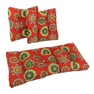 Blazing Needles, Square Spun Polyester Outdoor Tufted Settee Cushions (Set of 3) - 1 of 1