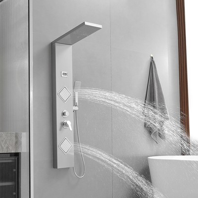 52'' Nickel Chrome Rainfall Shower Panel System with Body Jets