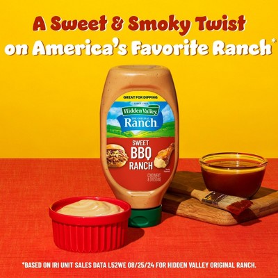 Hidden Valley Sweet BBQ Ranch Condiment and Dressing, Easy Squeeze Bottle, 20 Fluid Ounces (Pack of 2)