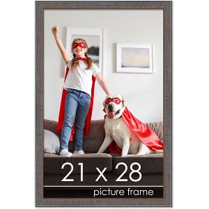 PosterPalooza | Textured Grey Picture Frame - UV Acrylic, Foam Board Backing, Hanging Hardware - 1 of 4