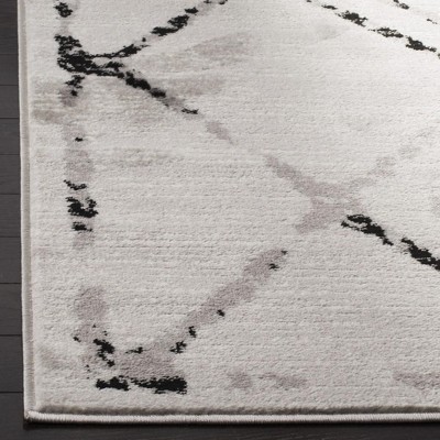 Ivory and Grey Geometric Hand-knotted 8' x 10' Area Rug