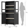 Tall Storage Cabinet, Kitchen Pantry Cabinet 5 Tier Bathroom Cabinet with 4 Doors Adjustable Shelves for Kitchen, Dining Room, Bathroom - 2 of 4