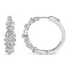 .925 Sterling Silver 1/2 Cttw Diamond Floral Motif Hoop Earrings - 2 of 4