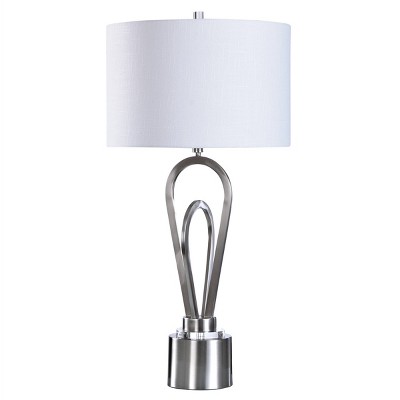 Brushed Steel Metal Table Lamp - StyleCraft: Contemporary 36-Inch, UL Listed, Linen Shade, No Assembly Required