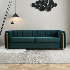 Modern Velvet Couch,Loveseat Sofa,Upholstered Sofa With Arms And Golden Metal Legs For Living Room Bedroom And Office-Cuddlewood - 1 of 4