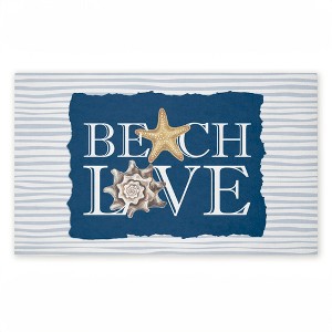 Stupell Industries Beach Love over Stripes Printed Outdoor Door Mat, design by Kim Allen, 18"x30" - 1 of 4