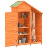 vidaXL Brown Solid Pine Wood Garden Tool Shed – Large Storage Space, Rainproof Roof, Easy Assembly, Made for Organizing Lawn and Outdoor Tools - 3 of 4