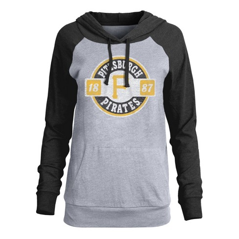 MLB Pittsburgh Pirates Women's Lightweight Bi-Blend Hooded T-Shirt - L