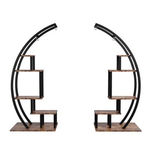 Plant Stand Indoor Clearance, 5 Tier Tall Metal Large Plant Stands, 2 Pack Half Moon Plant Shelf, Stylish Tiered Flower Rack - 1 of 4