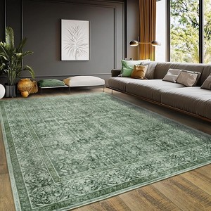 LOVEVOOK Vintage Floral Area Rug For Living Room, Washable Floral Printed Rug Soft Indoor Rug For Bedroom Dining Room Office Non Slip Carpet - 1 of 4