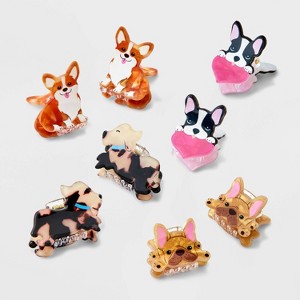 Girls' 8pk Puppy Mini Claw Set - Cat & Jack™: Hair Styling Clips, Fashion Accessories, Solid Animal Patterns - 1 of 3