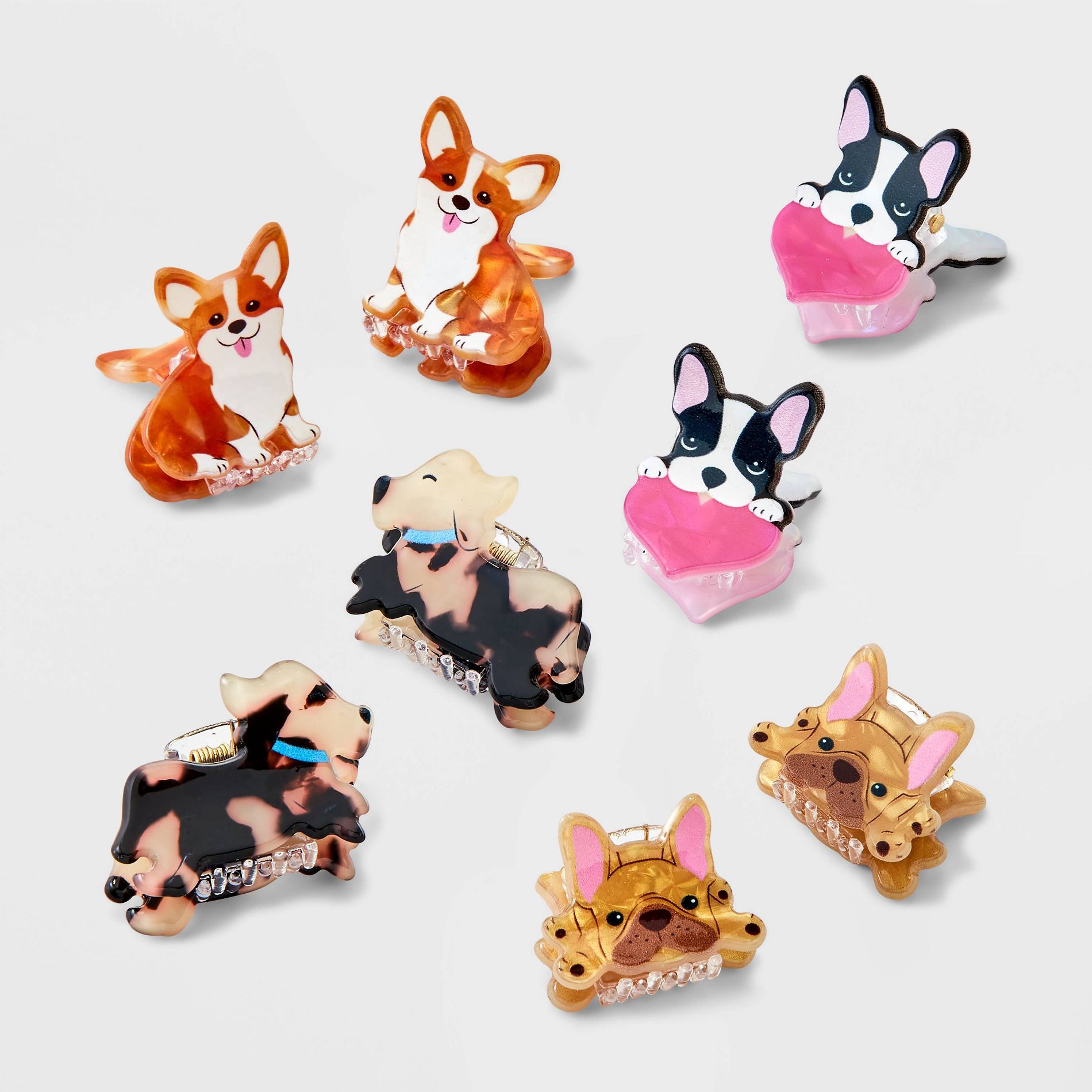 Girls' 8pk Puppy Mini Claw Set - Cat & Jack™: Hair Styling Clips, Fashion Accessories, Solid Animal Patterns