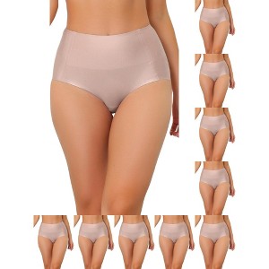 INSPIRE CHIC Women's Tummy Control Unlined High-Waisted Breathable Hipster Underwear 10 Packs - 1 of 4