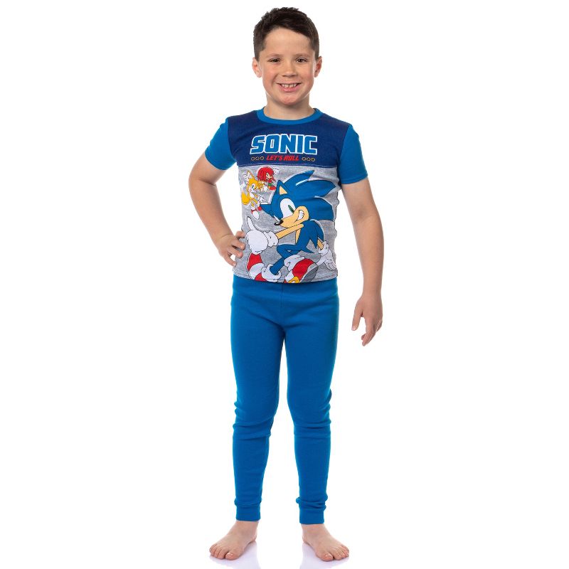 Sonic The Hedgehog Let's Roll Video Game Kids Cotton Pajama Set, 2 of 6