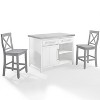 HomeStock  Silvia Stainless Steel Top Kitchen Island, Coffee Bar, with a Set of 2 X-Back Stools, White/Gray - 4 of 4