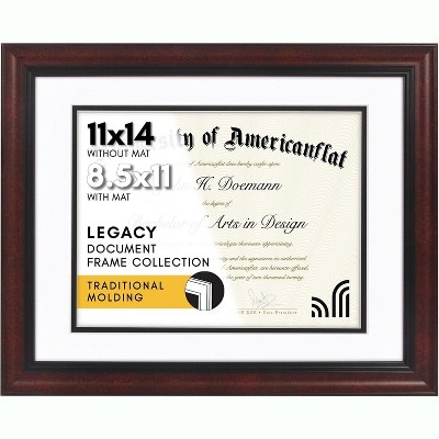 Americanflat Ornate 11x14 Diploma Frame in Mahogany, Certificate Frame with Double White and Black Mat Displays