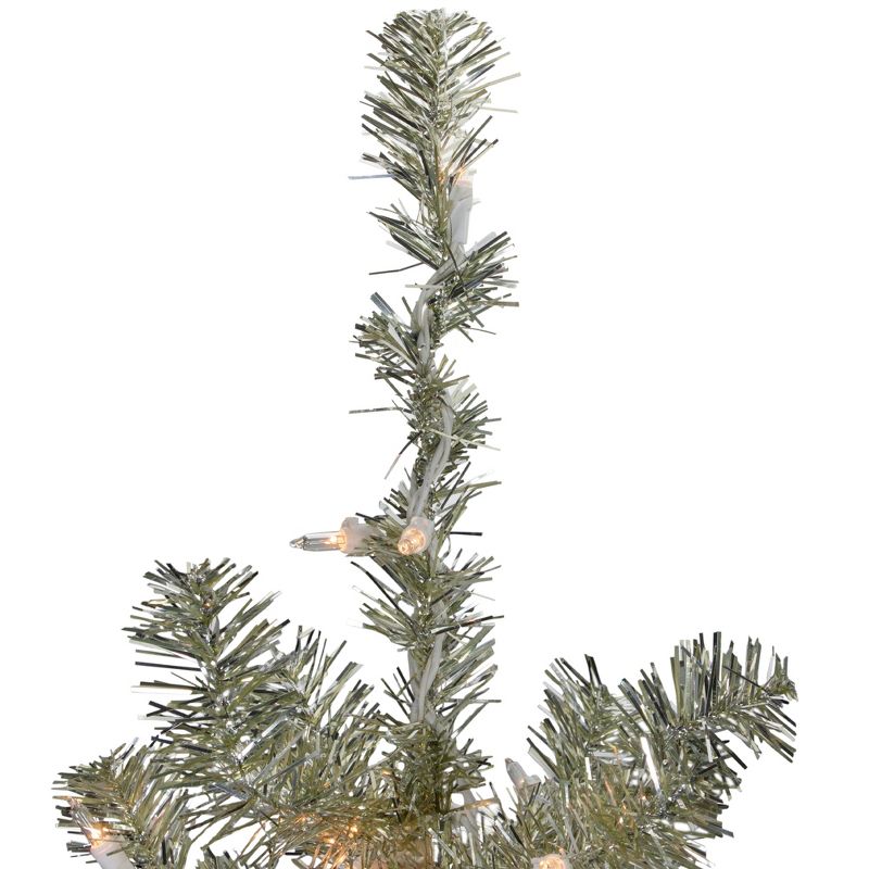 Northlight 3' Metallic Platinum Artificial Tinsel Christmas Tree - Clear Lights, 5 of 7