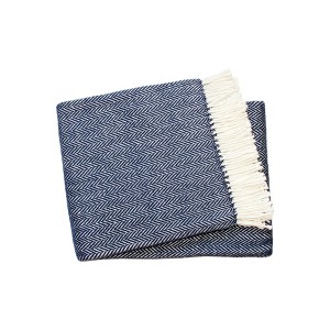 HomeRoots Navy Blue and White Dreamy Soft Herringbone Throw Blanket - 1 of 4