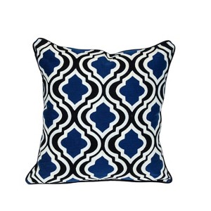 HomeRoots 20" Blue and White Geometric Cotton Throw Pillow - 1 of 4
