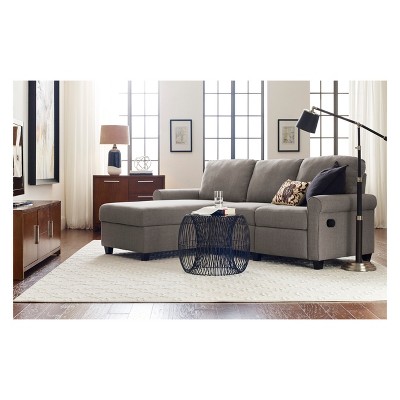 Copenhagen 89'' Gray Microfiber Sectional Sofa with Storage Chaise