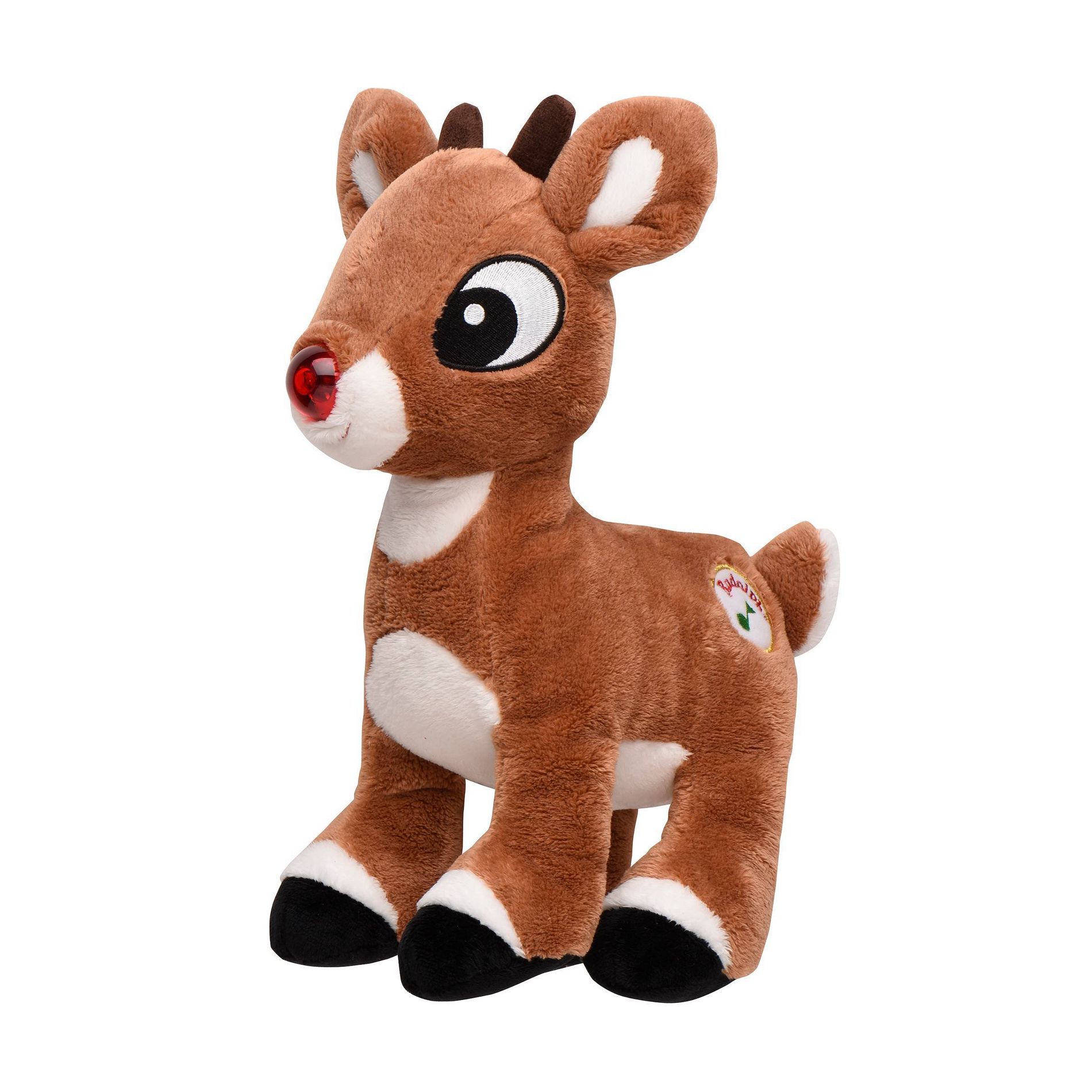 Rudolph the Red-Nosed Reindeer 10" Baby Rudolph Musical Press Light up Stuffed Plush Animal Toy - Christmas