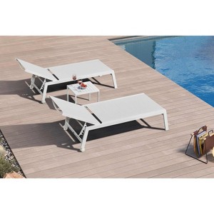 PURPLE LEAF Outdoor Chaise Lounge Set Adjustable Recliner with Side Table Aluminum Outdoor Lounger - 1 of 4