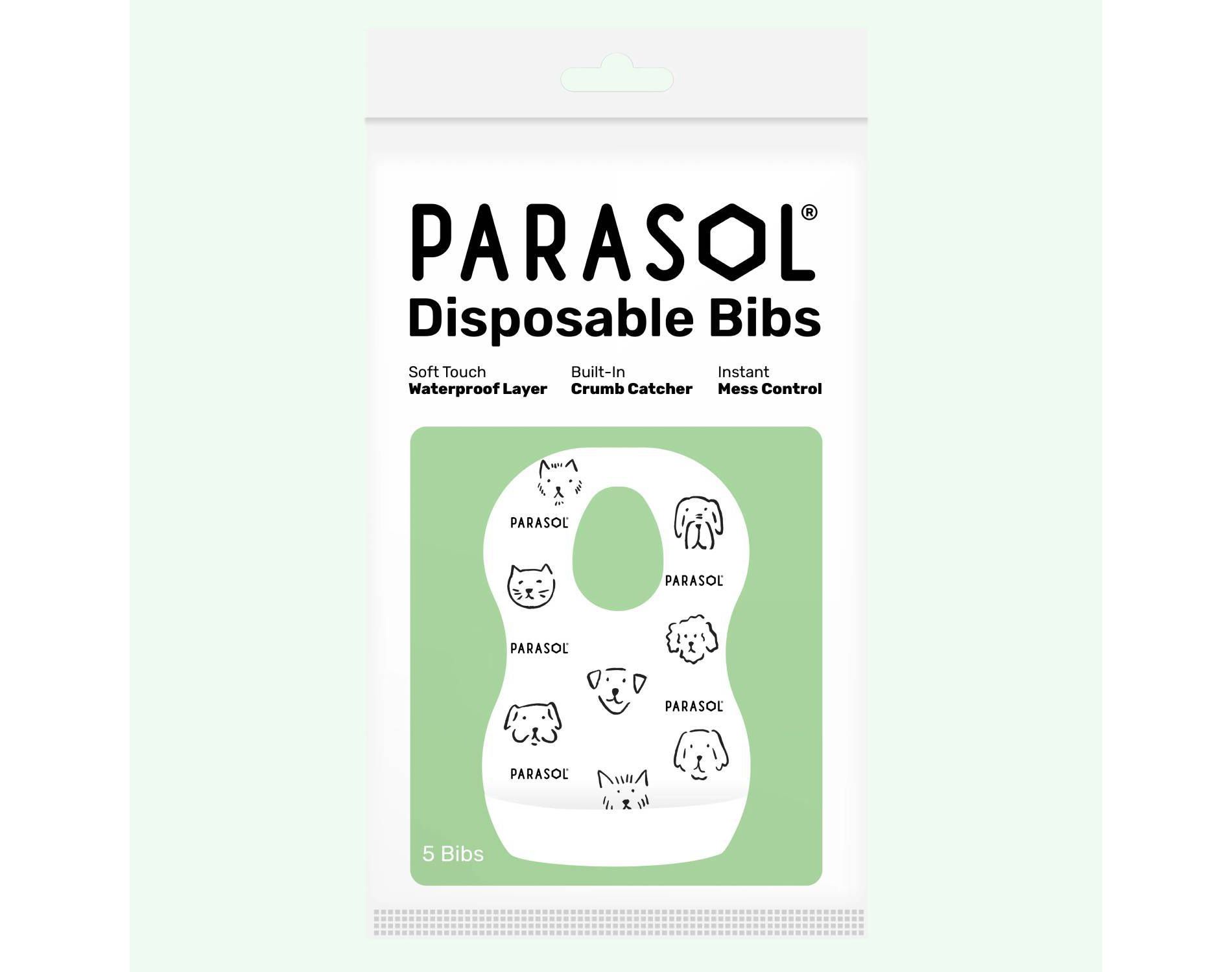 Parasol 5ct Disposable Bibs - White
