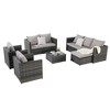 6-Piece Outdoor Patio Rattan Conversation Sectional Sofa Set with Tempered Glass Coffee Table and 2 Armchair - 3 of 4
