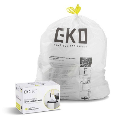  EKO Easy-Dispense Roll of 60 Count Extra-Strong Drawstring  Kitchen Trash Bags - 13 Gallon Garbage Bags (40L-60L) 60 pack, Code F :  Health & Household