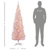 Angel Sar 6ft Pencil Christmas Tree, Slim Artificial Xmas Tree with Warm White LED Lights, Pink Decor for Home - 3 of 4