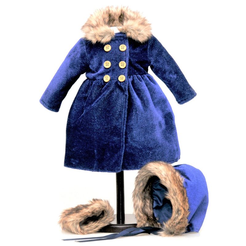 The Queen's Treasures 18In Doll Clothes Velvet Winter Polyester Fur Trimmed Coat, 1 of 9