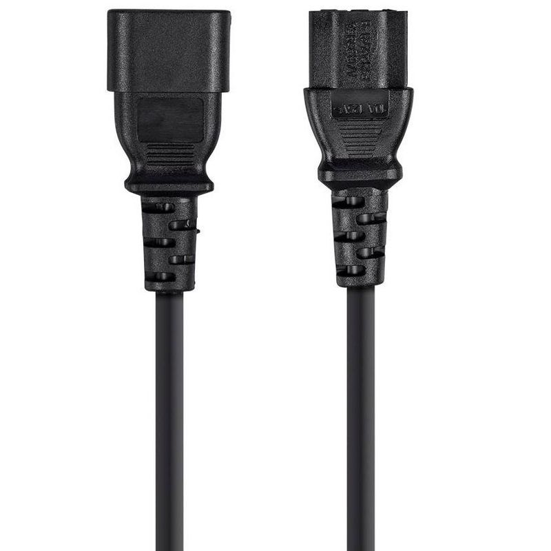Monoprice 3-Prong Extension Cord - 6 Feet - Black | IEC 60320 C14 to IEC 60320 C13, 18AWG, 13A, 125V, 2 of 7