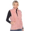 Women's Zip up High Pile Fleece Vest -White Mark - 2 of 4