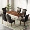 Set of 2 PU Leather Parsons Dining Chairs with Nailhead Trim and Wood Legs, Upholstered Kitchen Side Chairs for Dining Room - 2 of 4