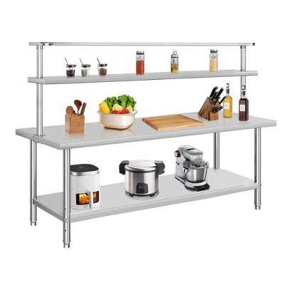 Whizmax 60'' X 36'' Inches Stainless Steel Work Table With Overshelves 