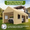 10x20ft Heavy Duty Carport w/ Galvanized Steel Frame, PE Canopy & Roll-Up Windows, All-Weather Shelter - 3 of 4