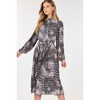 Slickblue Women's Snake Skin Print Pleated Midi Dress, Long Sleeve, Sophisticated Style, Skin Multi, Size S-L - 2 of 4