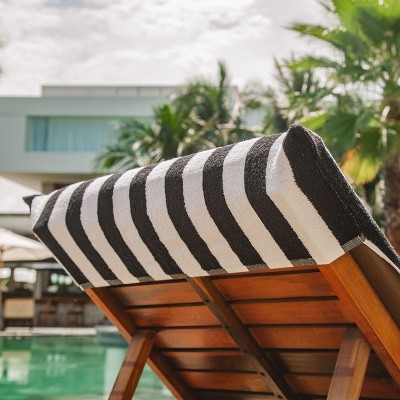 California Black and White Cotton Striped Chaise Lounge Covers, 30 x 85 in, Pack of 2