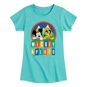 Girls' - Disney - Mickey And Pluto Fitted Short Sleeve Graphic T-Shirt - 1 of 4