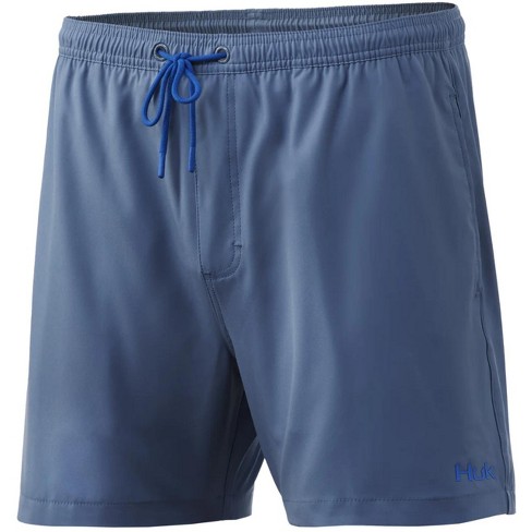 HUK Men's Pursuit Volley Bathing Suit Swim Shorts - SILVER BLUE - L