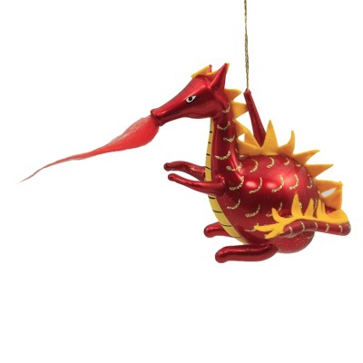 Italian Ornaments 4.25" Dragon With Wings Ornament Fire Dragon  -  Tree Ornaments
