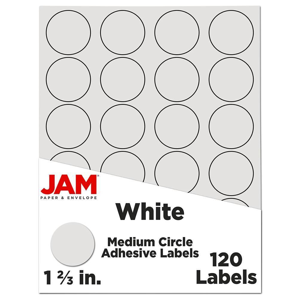JAM Paper Circle Sticker Seals 1 2/3" 120ct - White